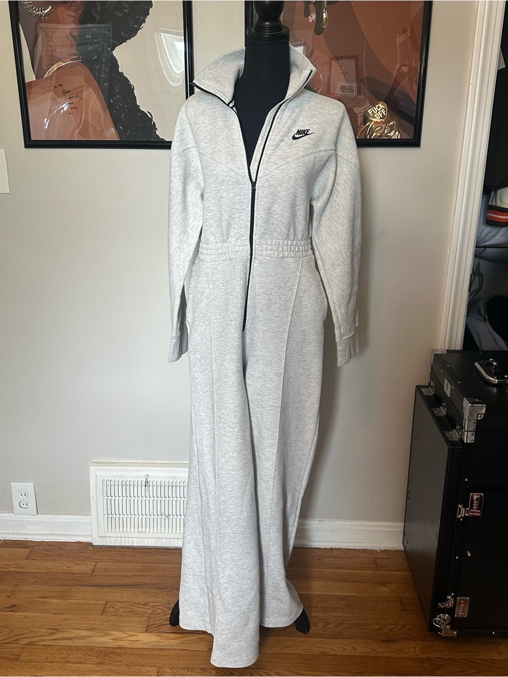 Nike Women's tech heather Gray Zip-Up Jumpsuit - Picture 2 of 4